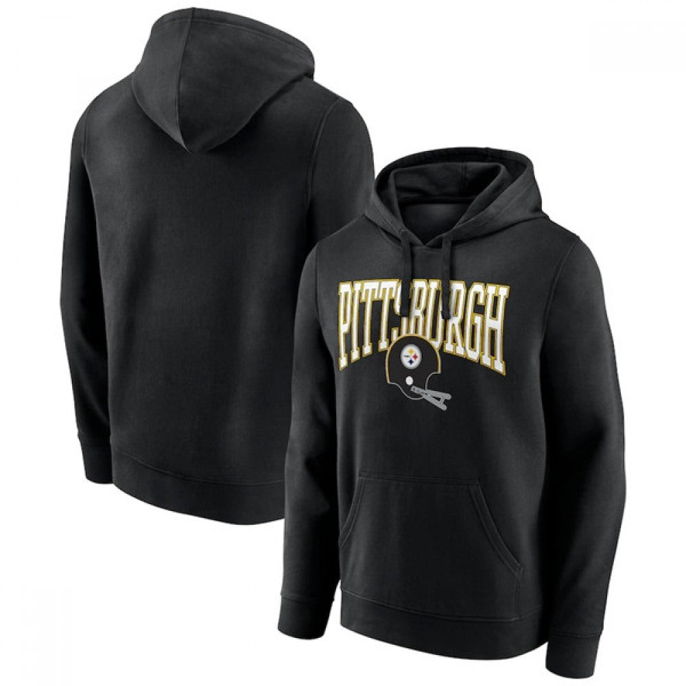 Men's Pittsburgh Steelers Black Gridiron Classics Campus Standard Pullover Hoodie 