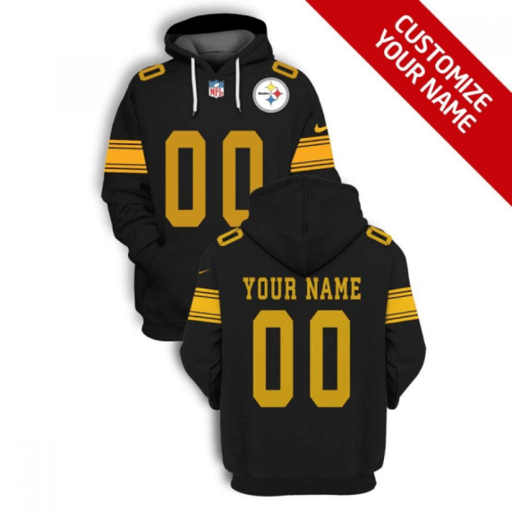 Men's Pittsburgh Steelers Active Player Custom 2021 Black Pullover Hoodie 
