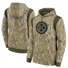 Men's Pittsburgh Steelers Camo 2021 Salute To Service Therma Performance Pullover Hoodie 