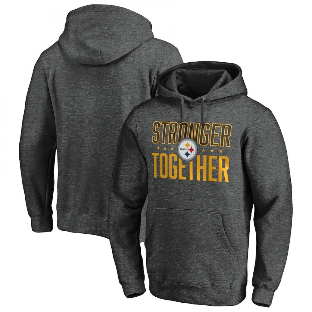 Men's Pittsburgh Steelers Heather Charcoal Stronger Together Pullover Hoodie 