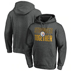 Men's Pittsburgh Steelers Heather Charcoal Stronger Together Pullover Hoodie 