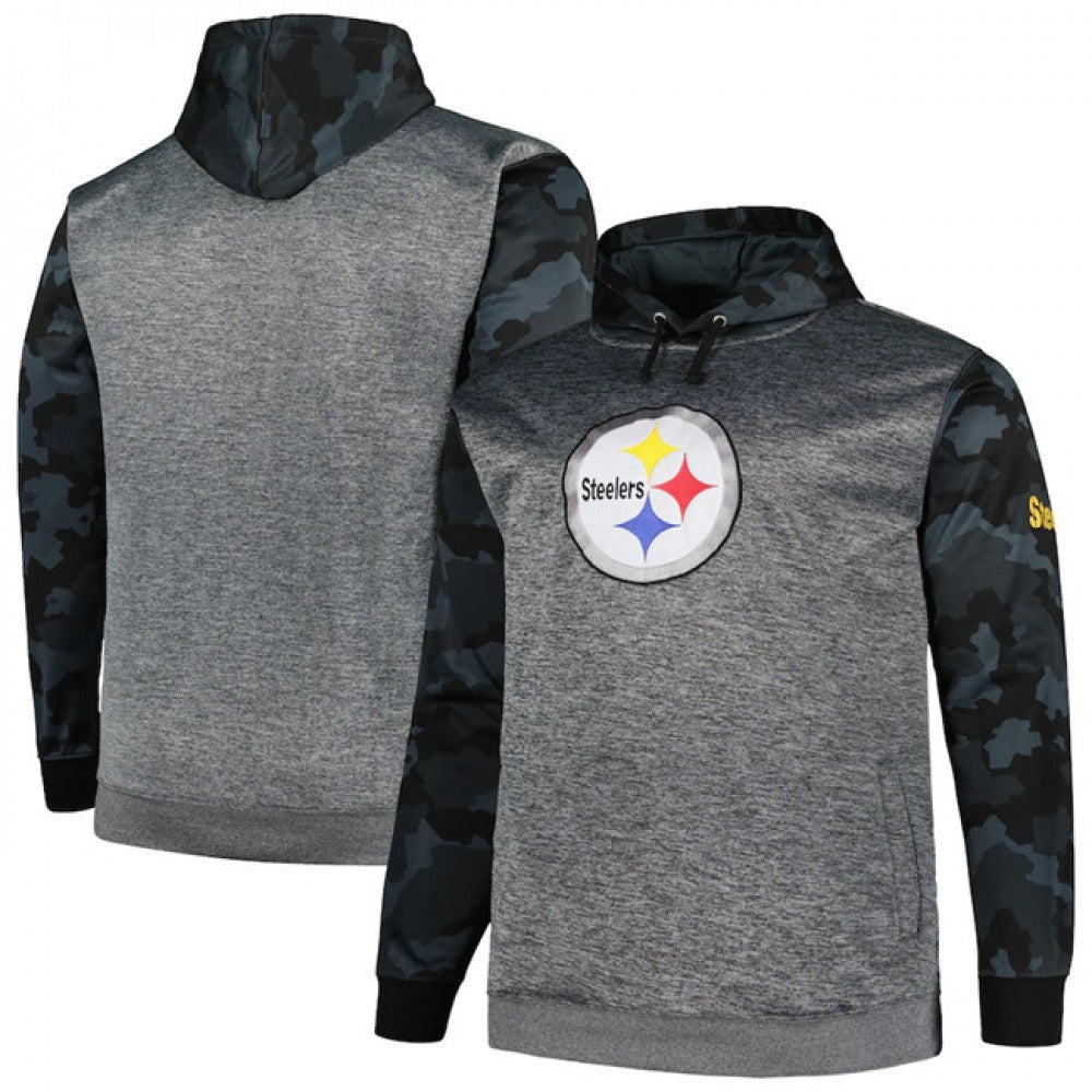 Men's Pittsburgh Steelers Heather Charcoal Big & Tall Camo Pullover Hoodie 