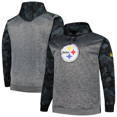 Men's Pittsburgh Steelers Heather Charcoal Big & Tall Camo Pullover Hoodie 
