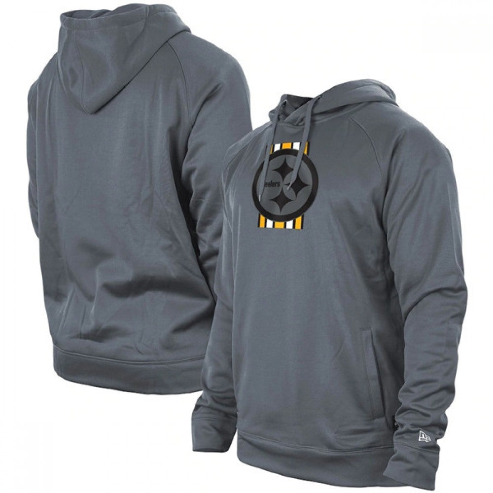 Men's Pittsburgh Steelers Gray New Era Training Camp Raglan Pullover Hoodie 