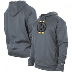 Men's Pittsburgh Steelers Gray New Era Training Camp Raglan Pullover Hoodie 