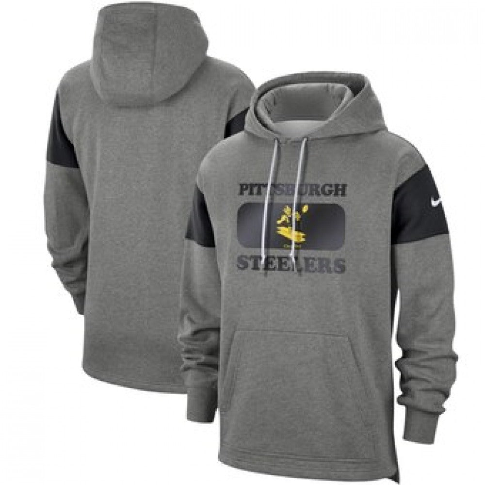 Men's Pittsburgh Steelers 2019 Grey Fan Gear Historic Pullover Hoodie 