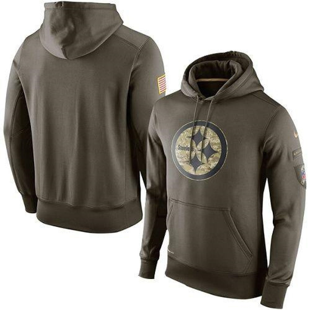 Men's Pittsburgh Steelers Olive Salute To Service KO Performance Hoodie 