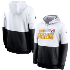 Men's Pittsburgh Steelers White/Black Sideline Impact Lockup Performance Pullover Hoodie 