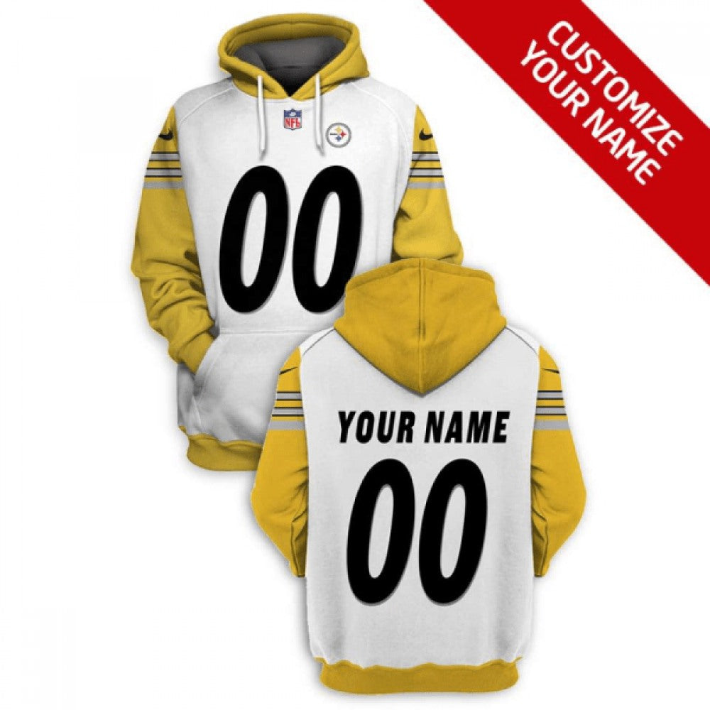 Men's Pittsburgh Steelers Active Player Custom 2021 White Pullover Hoodie 