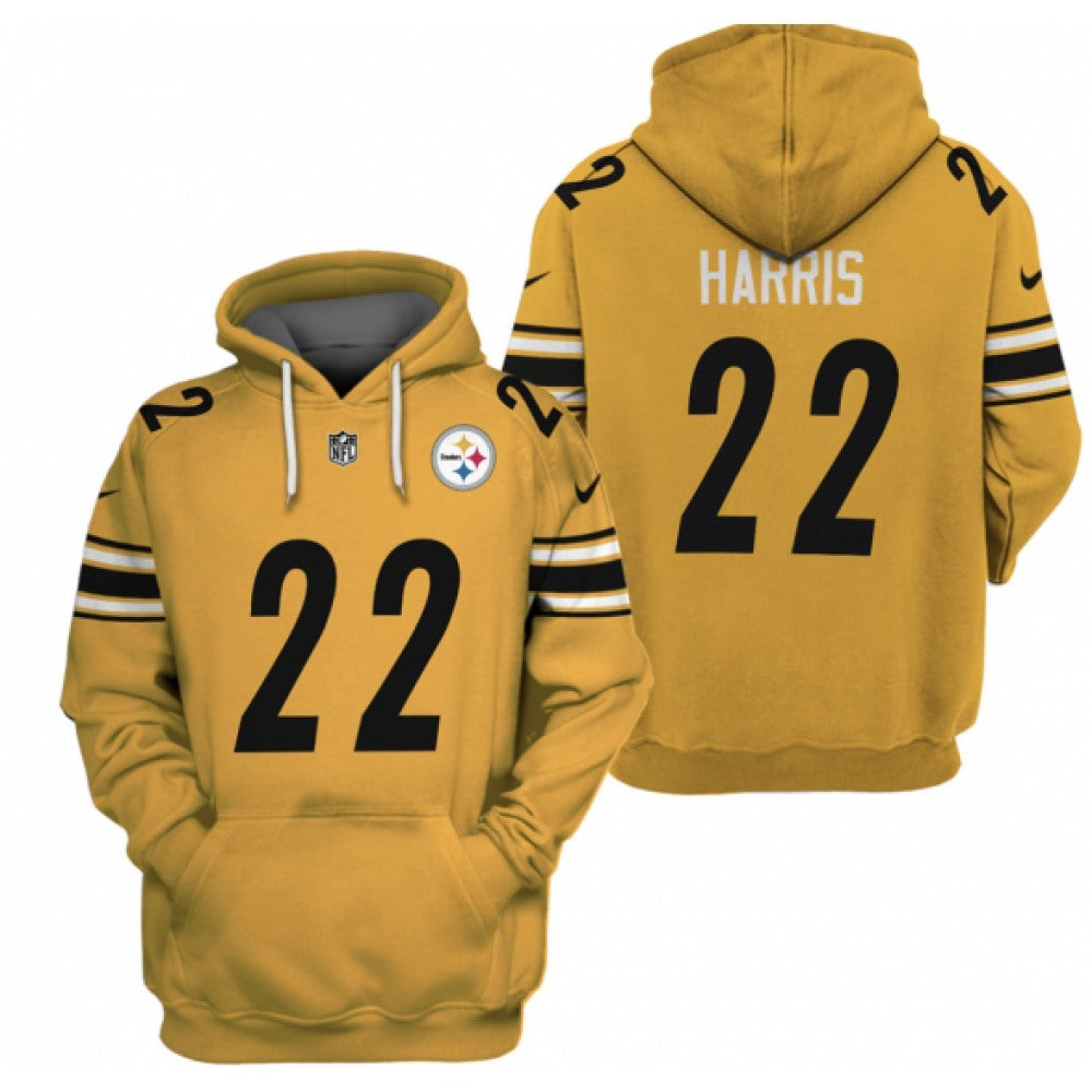 Men's Pittsburgh Steelers #22 Najee Harris 2021 Yellow Pullover Hoodie 