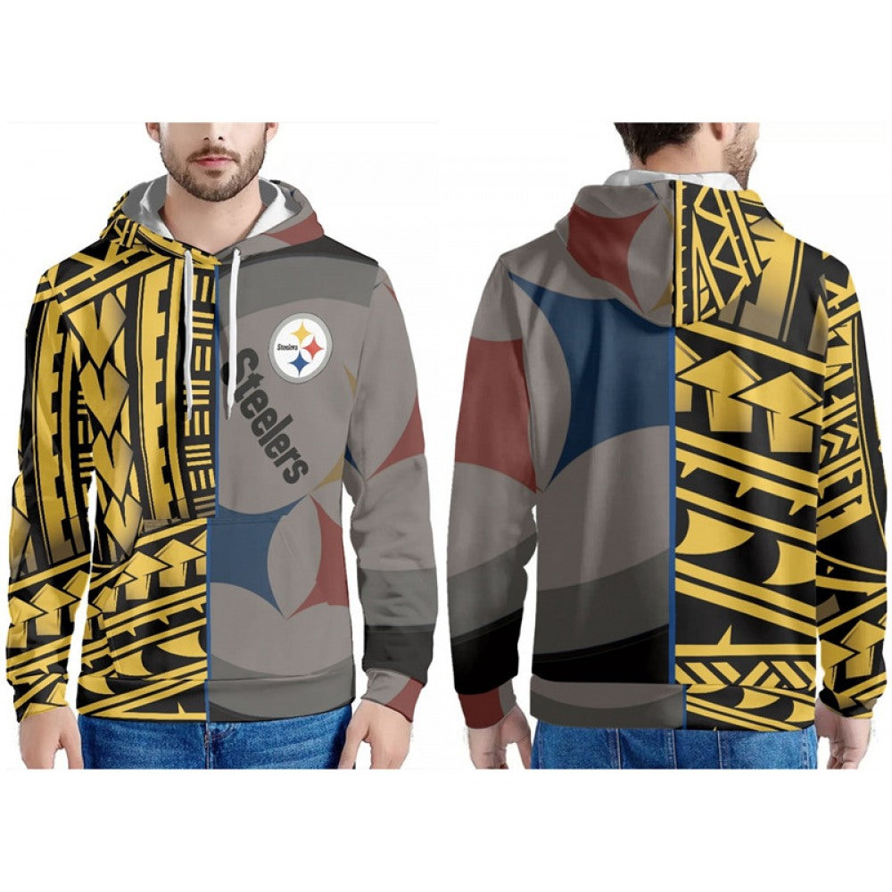 Men's Pittsburgh Steelers Yellow/Gold/Grey Pullover Hoodie 
