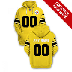 Men's Pittsburgh Steelers Active Player Custom 2021 Yellow Pullover Hoodie 