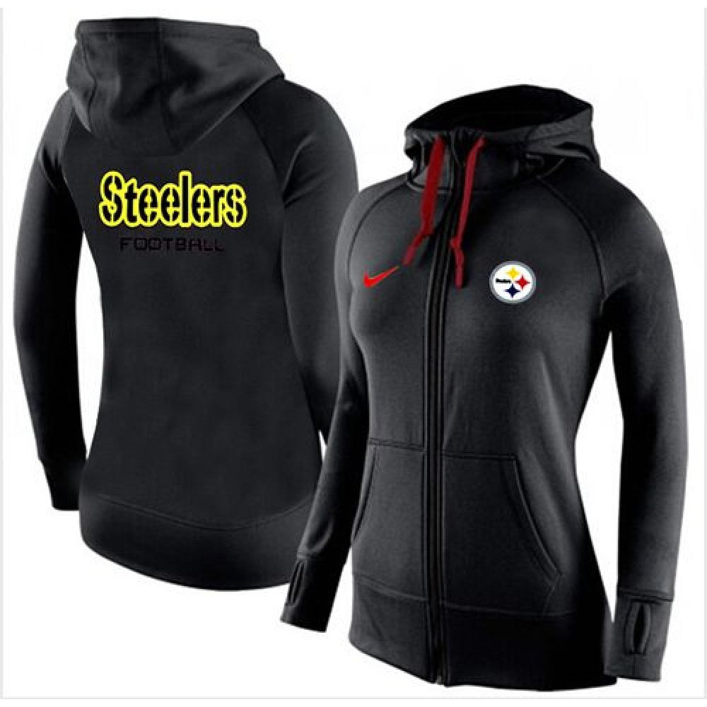 Women's Pittsburgh Steelers Full-Zip Performance Hoodie Black_1 