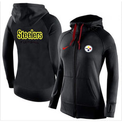 Women's Pittsburgh Steelers Full-Zip Performance Hoodie Black_1 