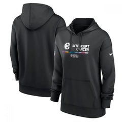 Women's Pittsburgh Steelers 2022 Black NFL Crucial Catch Therma Performance Pullover Hoodie(Run Small) 