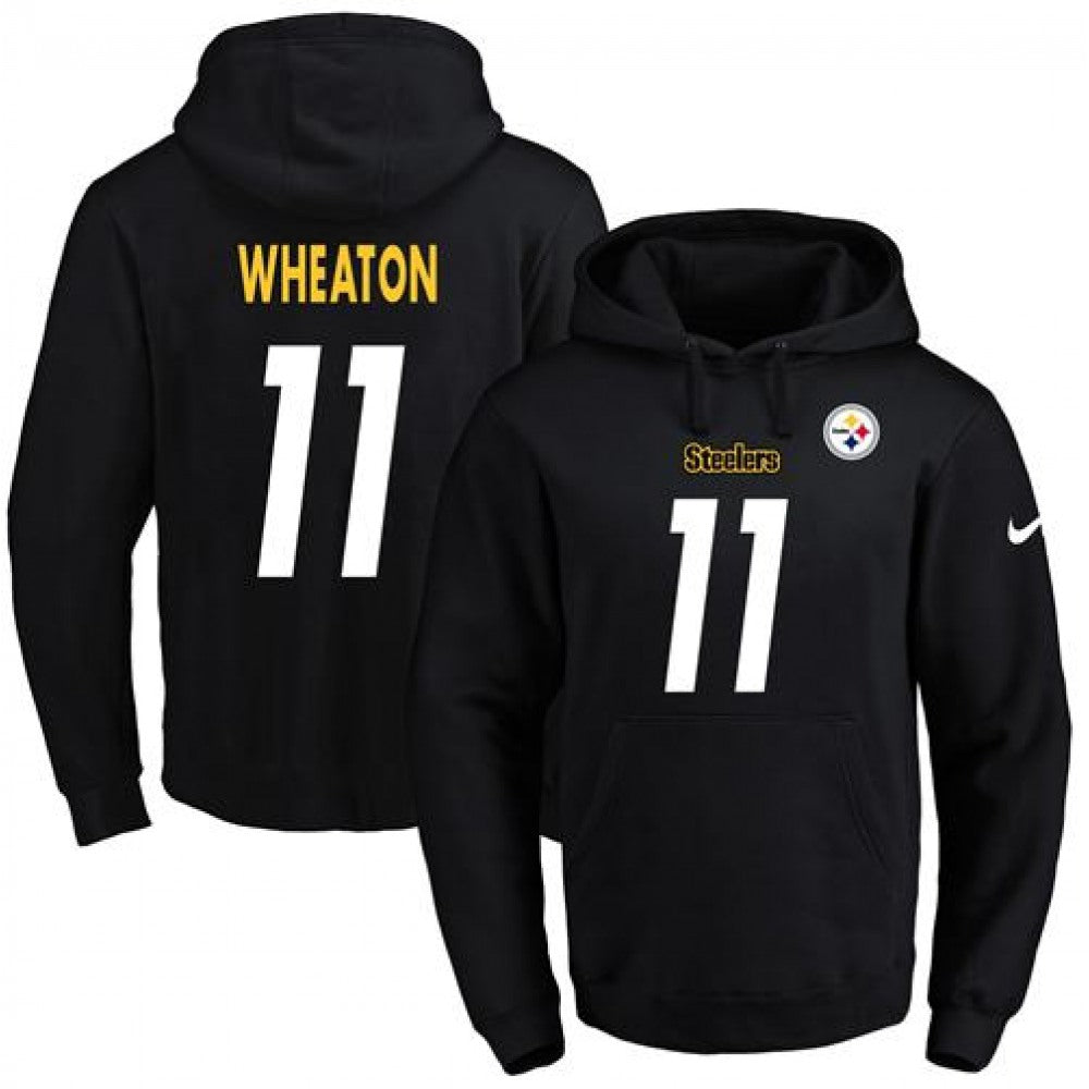 Steelers #11 Markus Wheaton Black Name & Number Pullover NFL Hoodie 