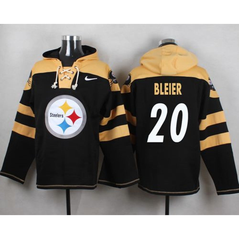 Steelers #20 Rocky Bleier Black Player Pullover NFL Hoodie 