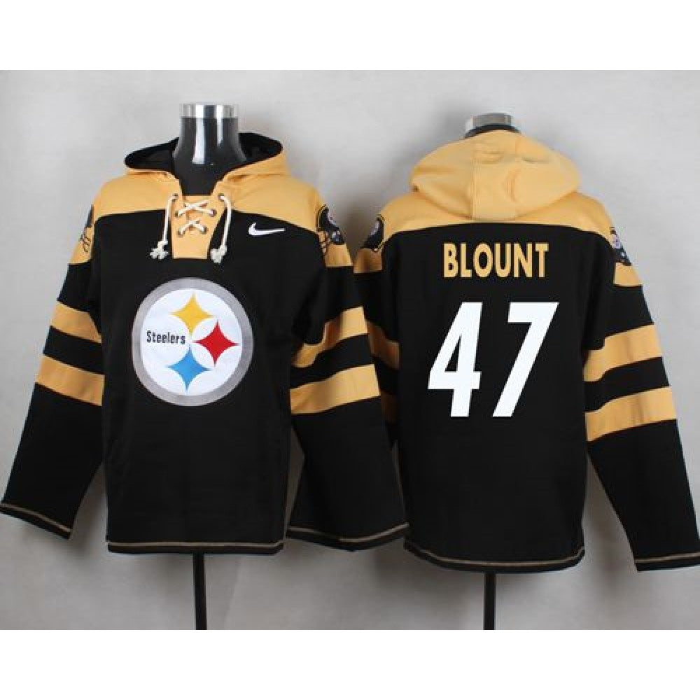 Steelers #47 Mel Blount Black Player Pullover NFL Hoodie 