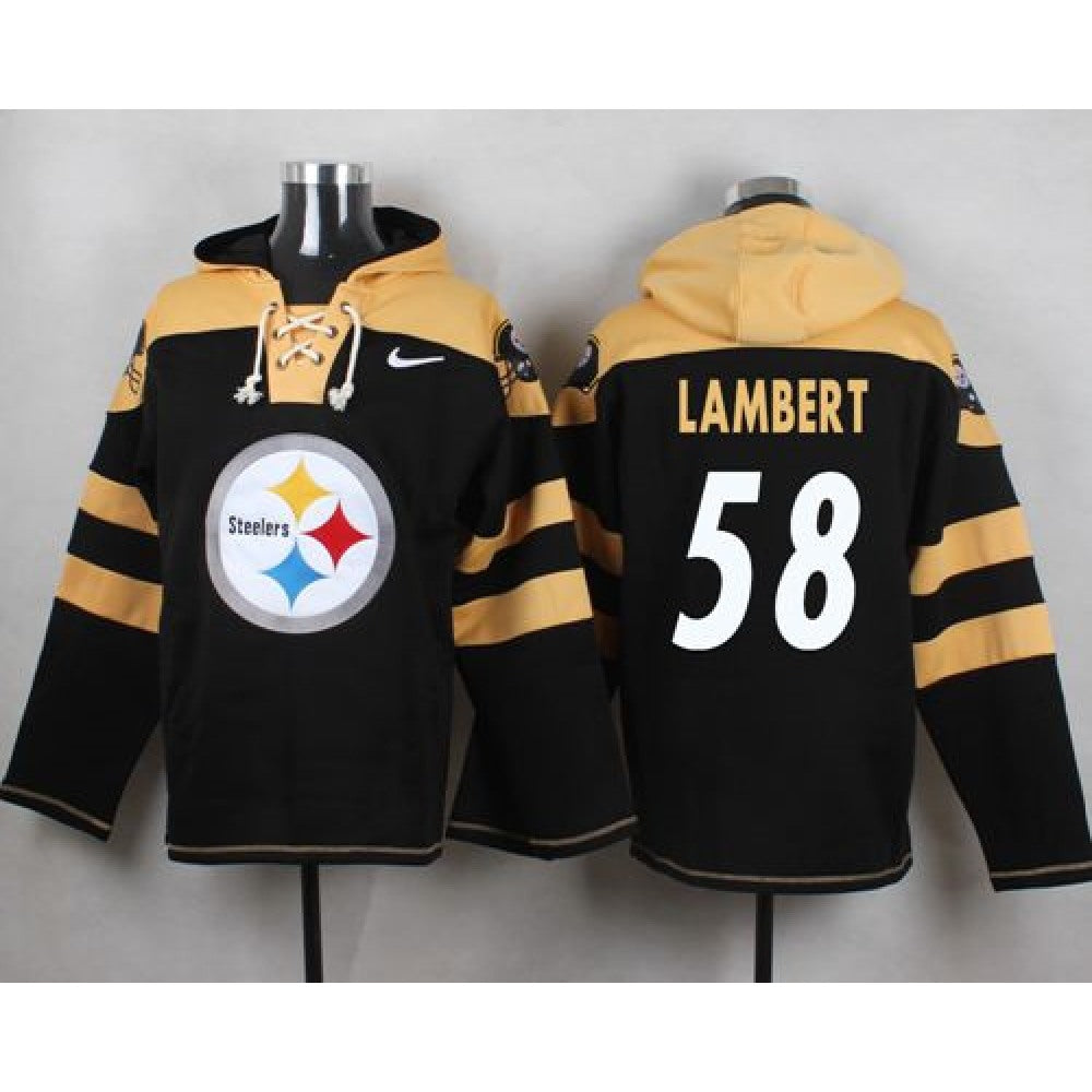 Steelers #58 Jack Lambert Black Player Pullover NFL Hoodie 