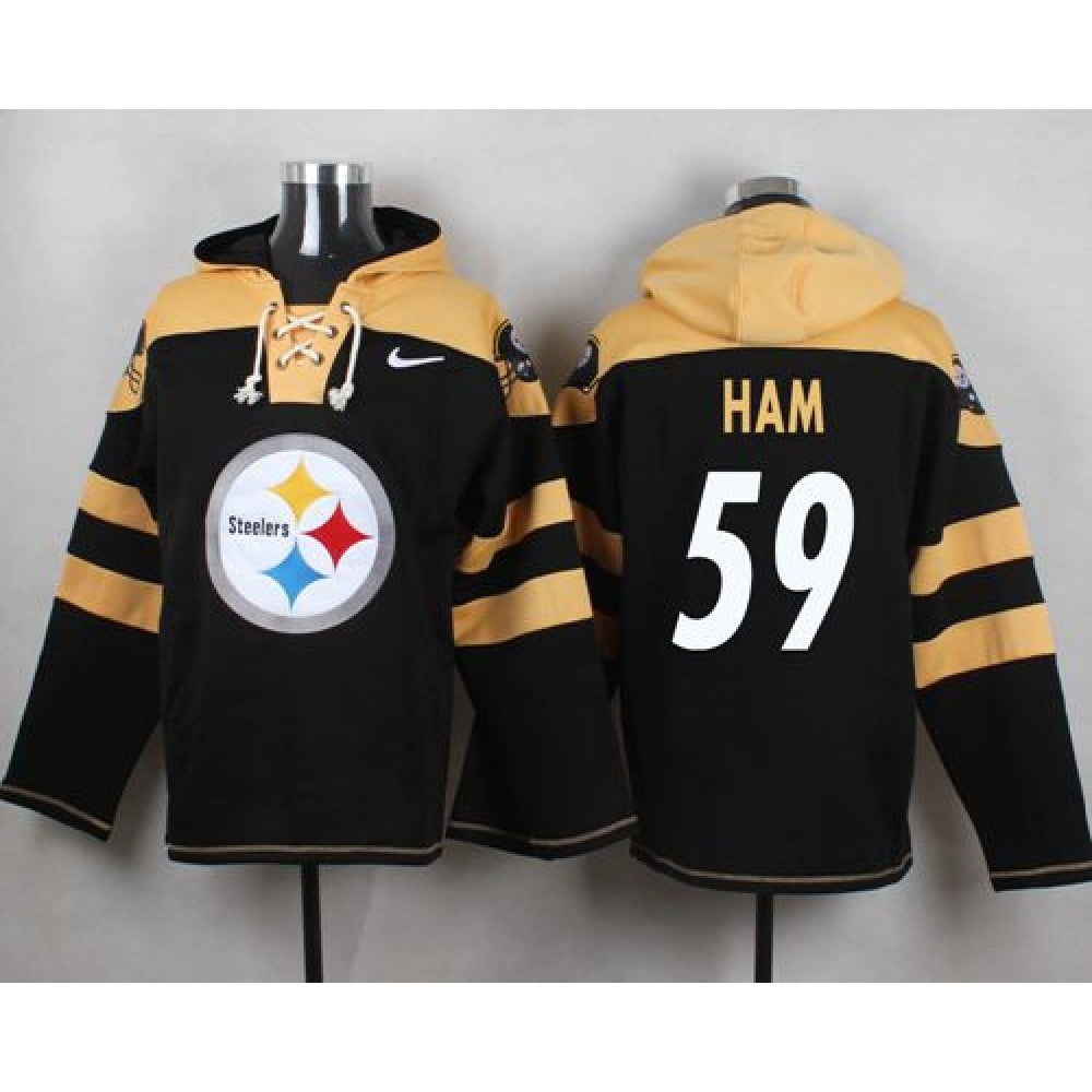 Steelers #59 Jack Ham Black Player Pullover NFL Hoodie 