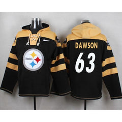 Steelers #63 Dermontti Dawson Black Player Pullover NFL Hoodie 