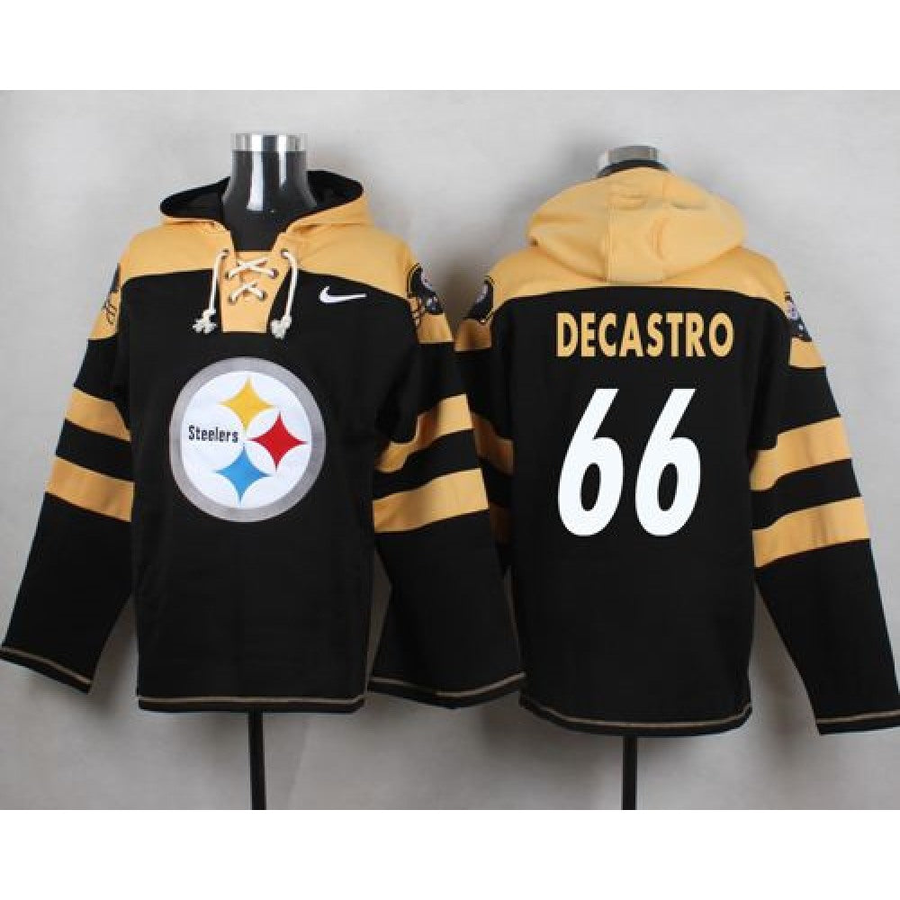 Steelers #66 David DeCastro Black Player Pullover NFL Hoodie 