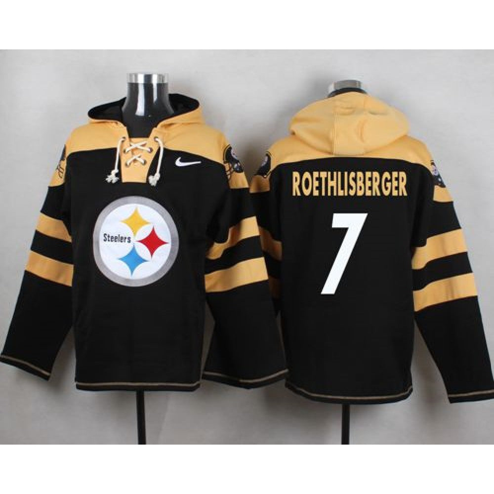 Steelers #7 Ben Roethlisberger Black Player Pullover NFL Hoodie 
