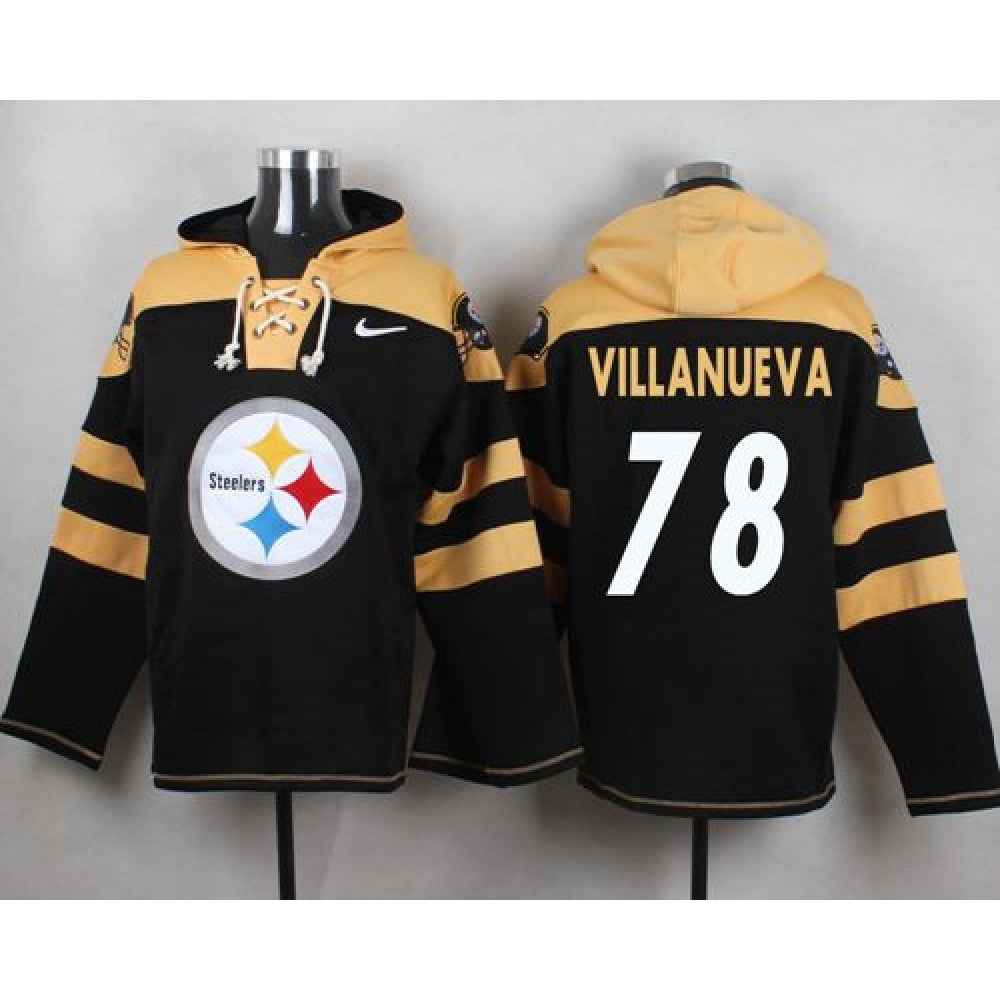 Steelers #78 Alejandro Villanueva Black Player Pullover NFL Hoodie 