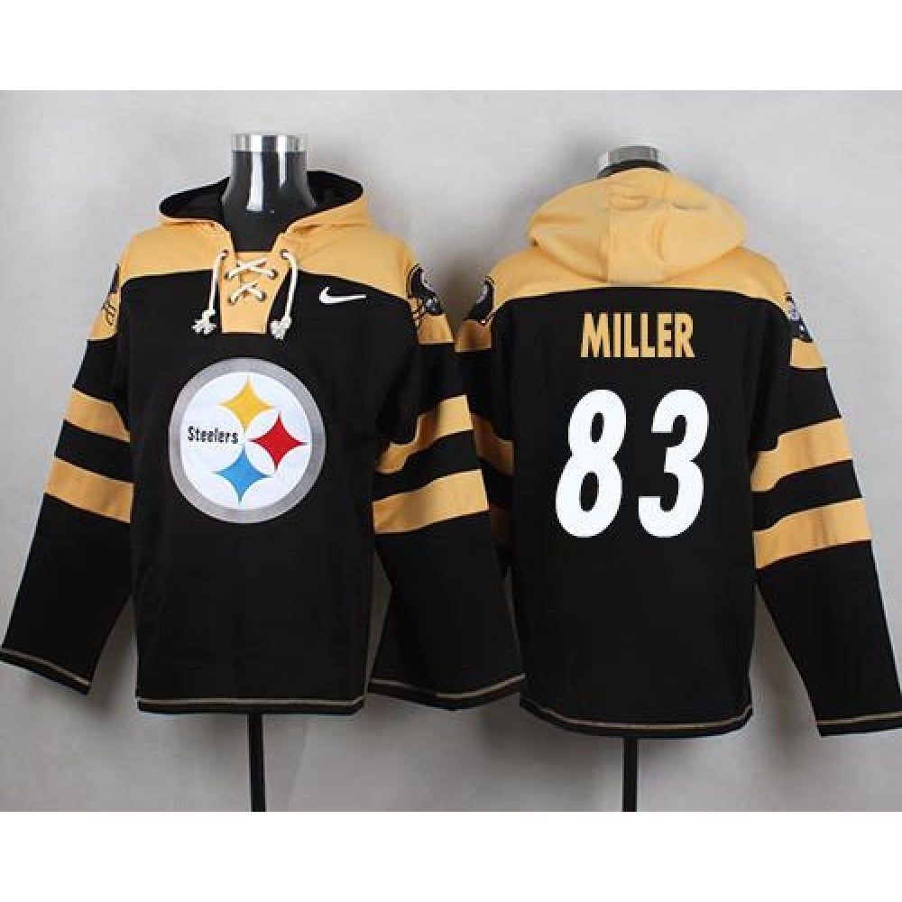 Steelers #83 Heath Miller Black Player Pullover NFL Hoodie 