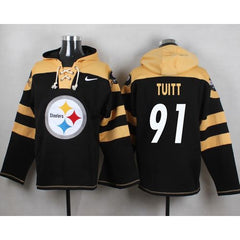 Steelers #91 Stephon Tuitt Black Player Pullover NFL Hoodie 