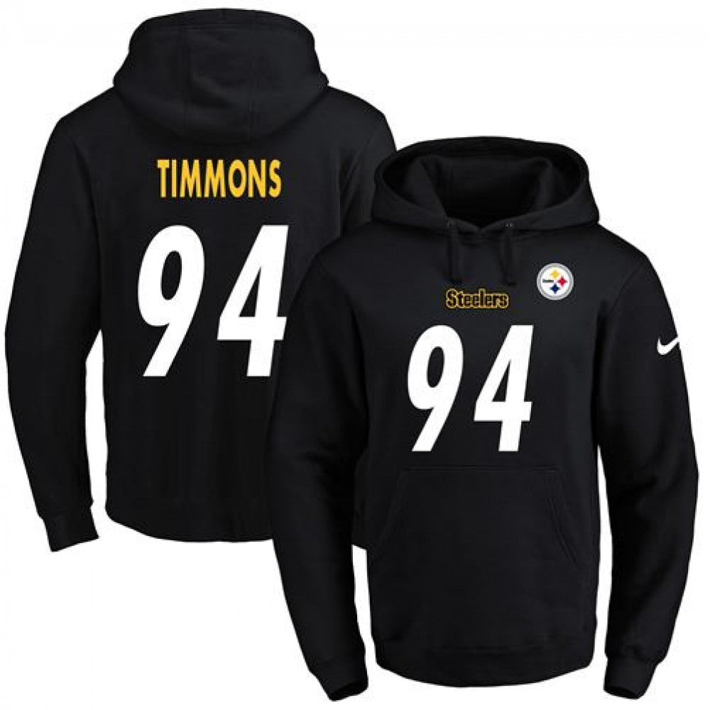 Steelers #94 Lawrence Timmons Black Name & Number Pullover NFL Hoodie 