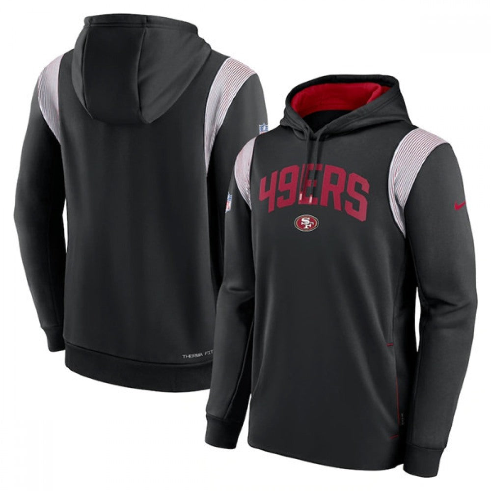 Men's San Francisco 49ers Black Sideline Stack Performance Pullover Hoodie 001 