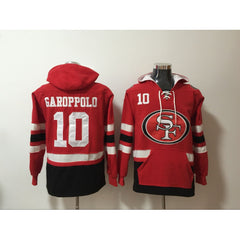 Men's San Francisco 49ers #10 Jimmy Garoppolo Red All Stitched NFL Hoodie Sweatshirt 