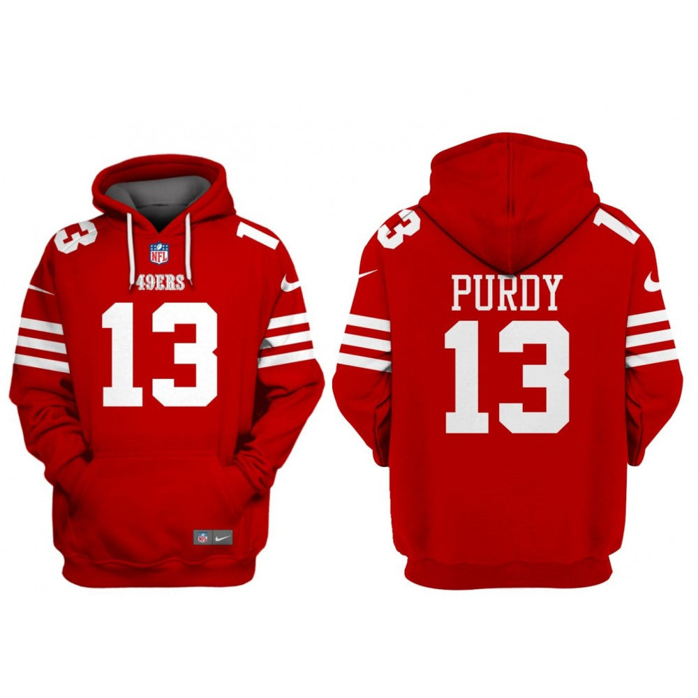 Men's San Francisco 49ers #13 Brock Purdy Red Alternate Pullover Hoodie 