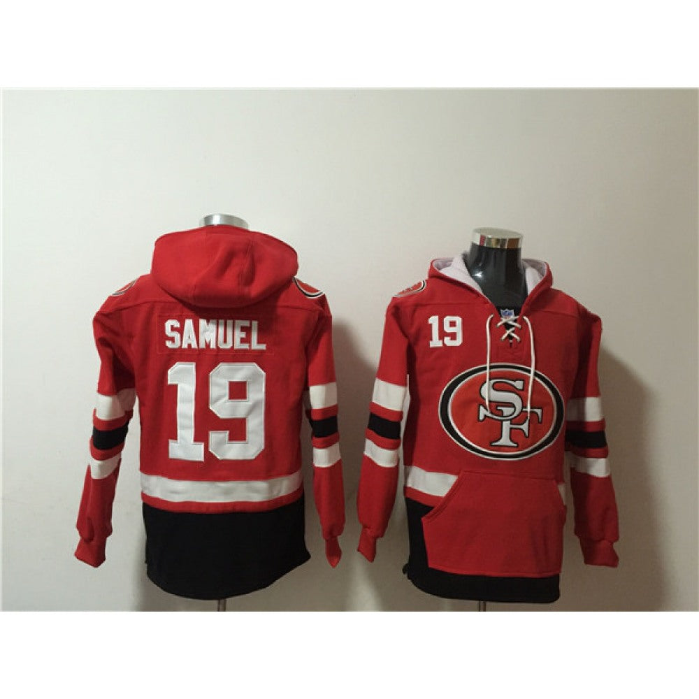 Men's San Francisco 49ers #19 Deebo Samuel Red/Black Ageless Must-Have Lace-Up Pullover Hoodie 