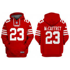 Men's San Francisco 49ers #23 Christian McCaffrey Red Alternate Pullover Hoodie 