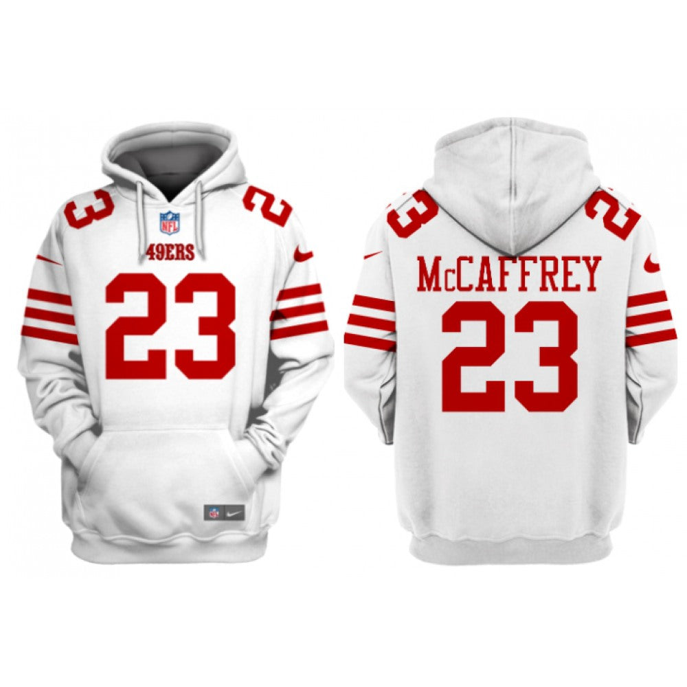 Men's San Francisco 49ers #23 Christian McCaffrey White Alternate Pullover Hoodie 