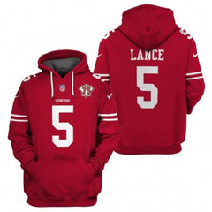 Men's San Francisco 49ers #5 Trey Lance 2021 75th Anniversary Alternate Pullover Hoodie 