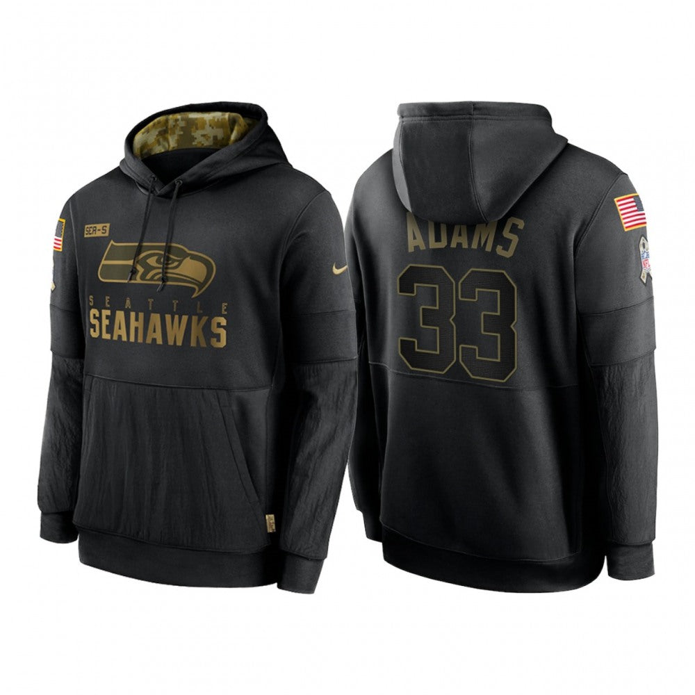Men's Seattle Seahawks #33 Jamal Adams 2020 Black Salute to Service Sideline Performance Pullover Hoodie 