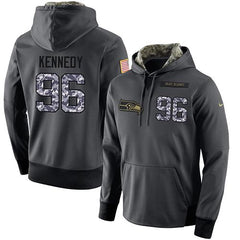 NFL Men's Seattle Seahawks #96 Cortez Kennedy Stitched Black Anthracite Salute to Service Player Performance Hoodie 