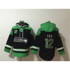 Men's Seattle Seahawks #12 Fan Black Ageless Must-Have Lace-Up Pullover Hoodie 