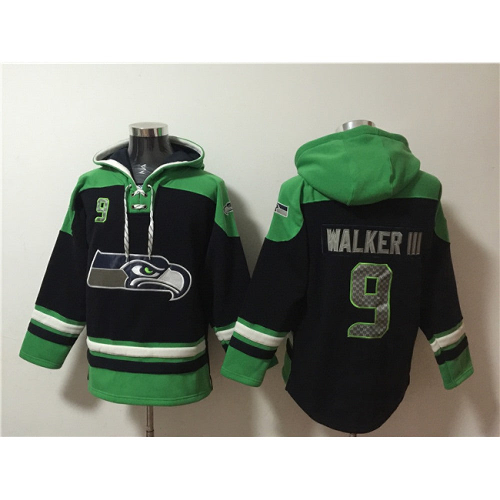 Men's Seattle Seahawks #9 Kenneth Walker III Black Ageless Must-Have Lace-Up Pullover Hoodie 
