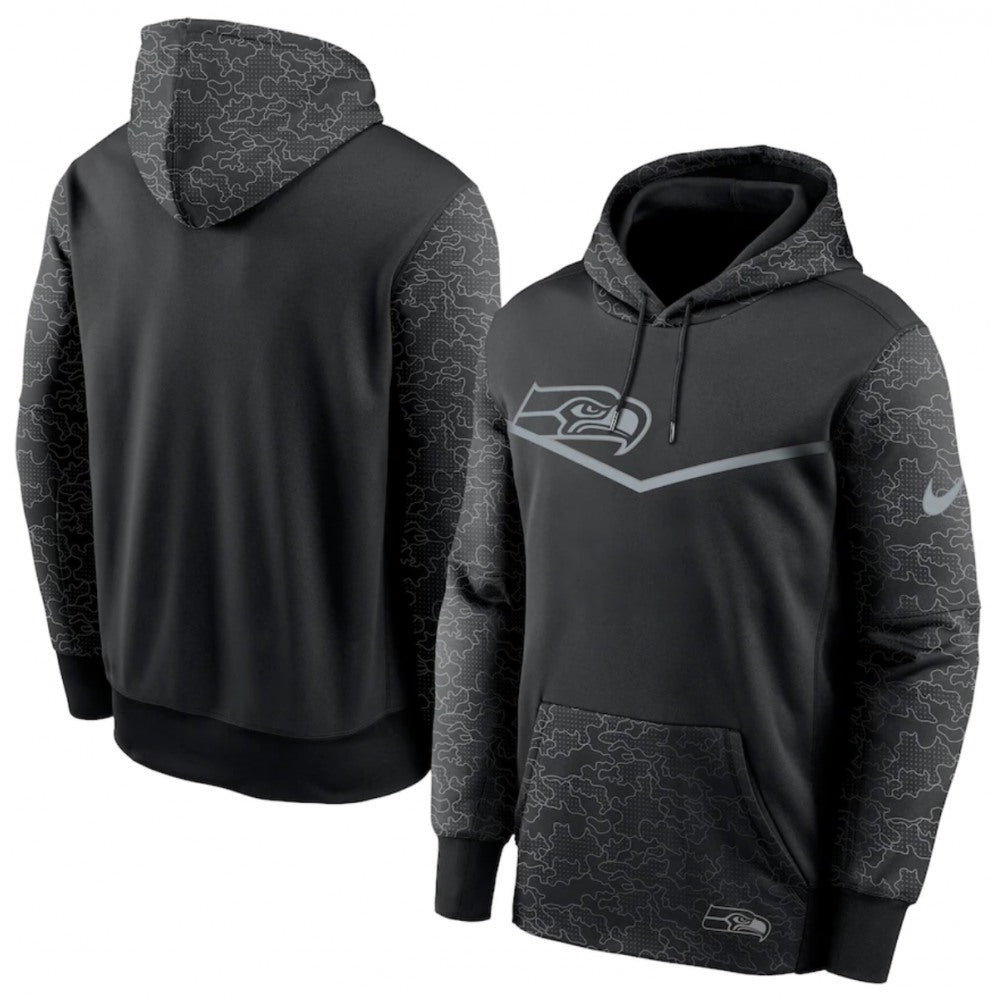 Men's Seattle Seahawks Black Reflective Therma Hoodie 