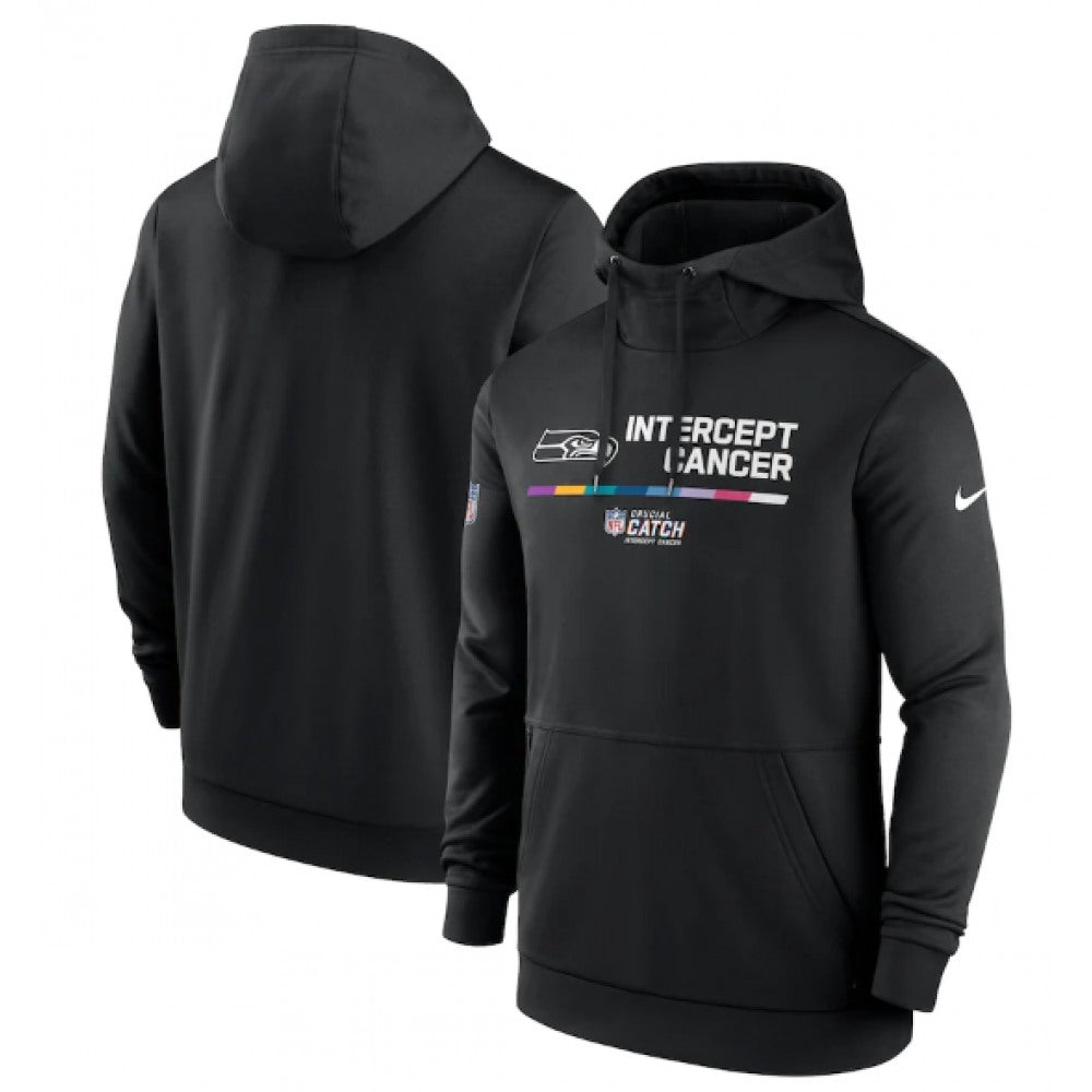 Men's Seattle Seahawks 2022 Black Crucial Catch Therma Performance Pullover Hoodie 