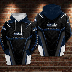 Men's Seattle Seahawks Black/Blue 3D All Over Print Pullover Hoodie 