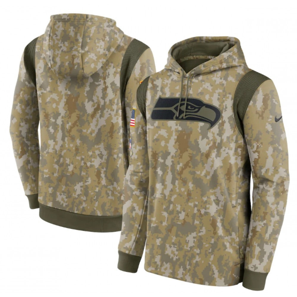 Men's Seattle Seahawks Camo 2021 Salute To Service Therma Performance Pullover Hoodie 