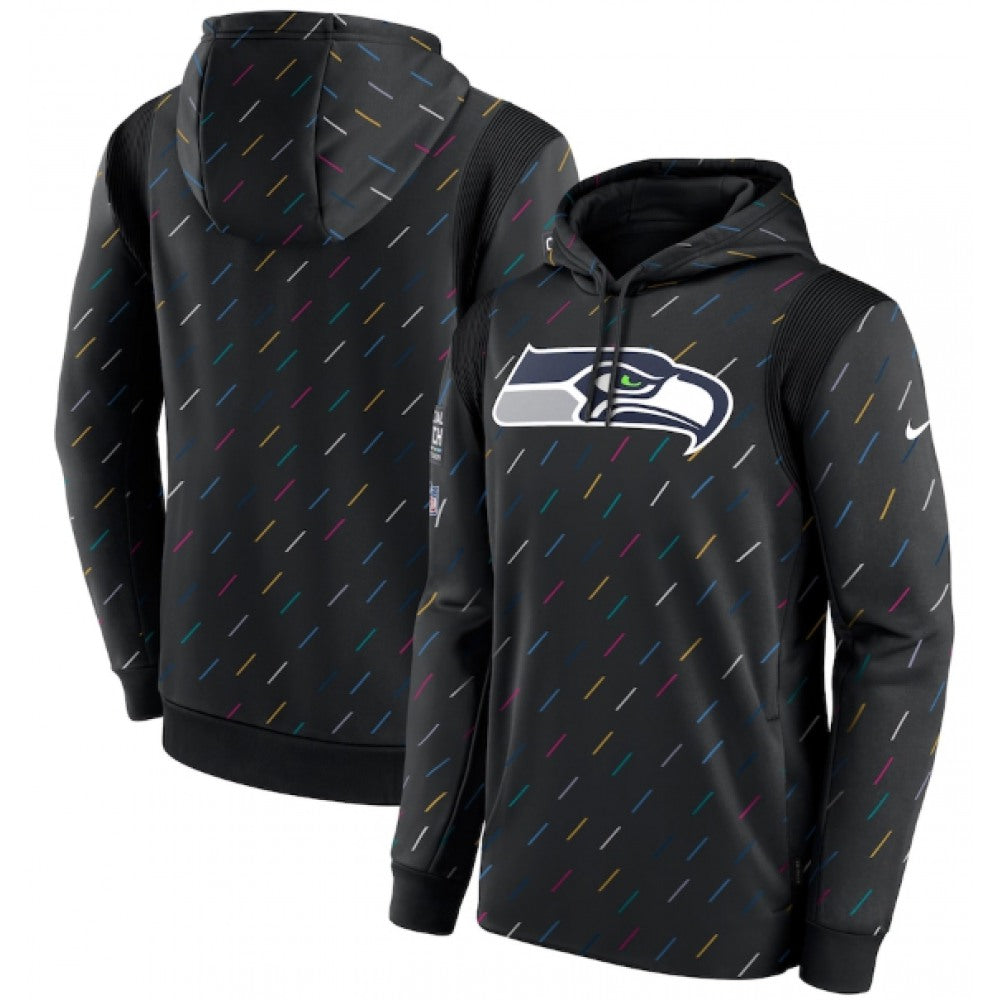 Men's Seattle Seahawks 2021 Charcoal Crucial Catch Therma Pullover Hoodie 