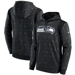 Men's Seattle Seahawks 2021 Charcoal Crucial Catch Therma Pullover Hoodie 