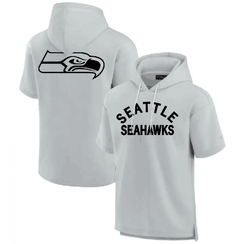Men's Seattle Seahawks Gray Super Soft Fleece Short Sleeve Hoodie 