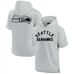 Men's Seattle Seahawks Gray Super Soft Fleece Short Sleeve Hoodie 